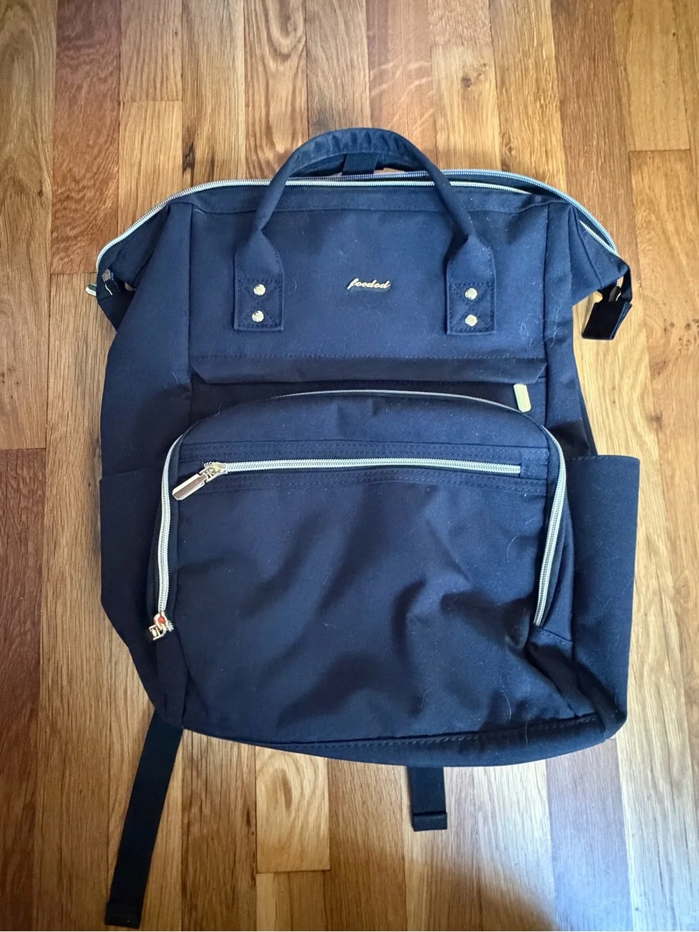Unisex Black Backpack with Light Trim by Focdod with Laptop Sleeve 15.6inch
